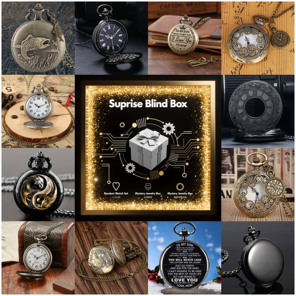 Men Fashion Vintage - Orologio da tasca al quarzo da