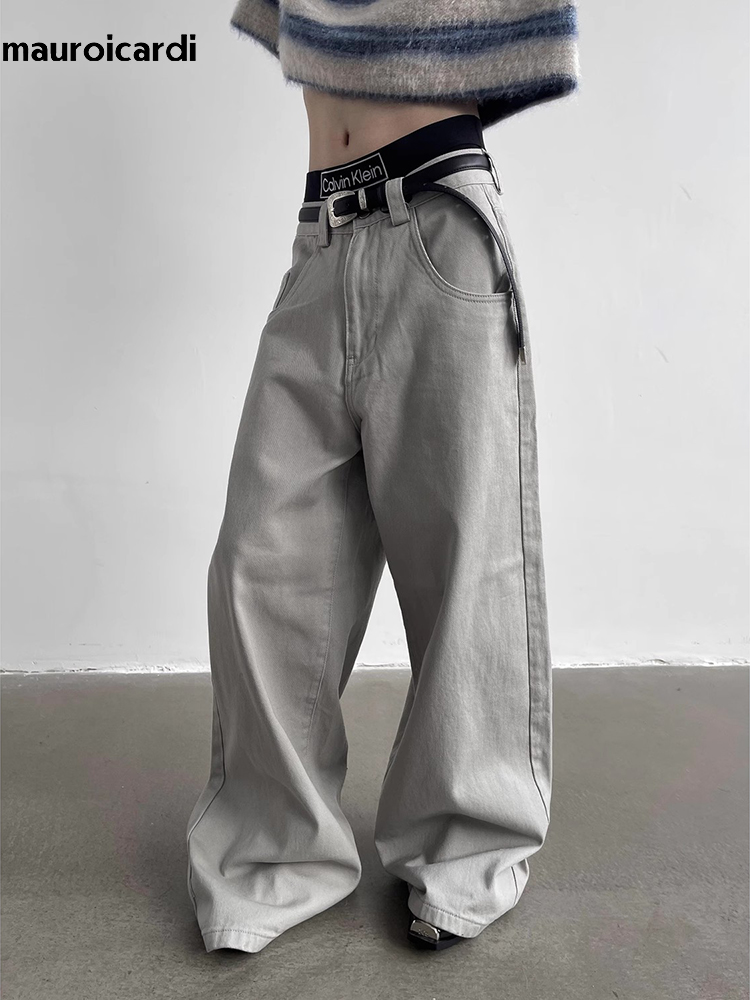 Mens Fashion Dark Grey Pants - Mauroicardi Autunno Grigio Flowy Baggy Pantaloni