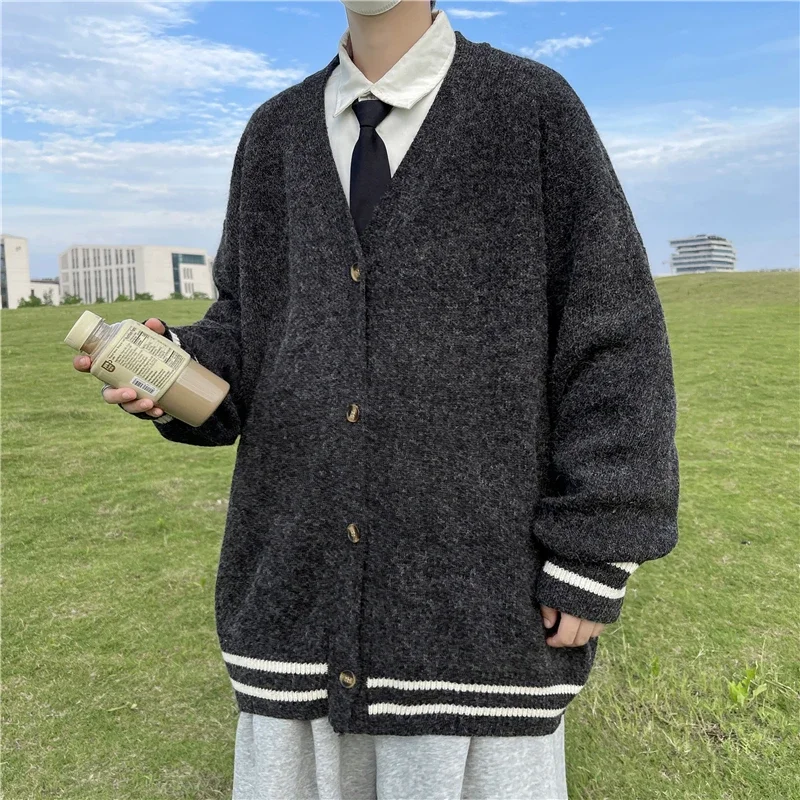 Men'S Fashion V Neck Sweater - 2024 Autunno Inverno Pigro Moda Cardigan