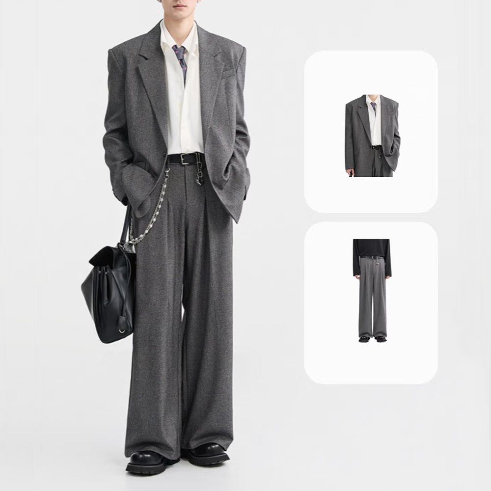 Mens Fashion Dark Grey Pants - Abito da uomo in due pezzi