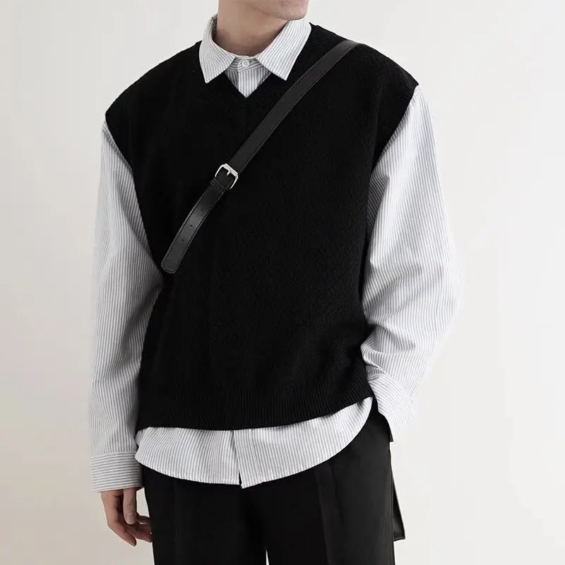 Men'S Fashion V Neck Sweater - 2024 inizio autunno semplice gilet maglione