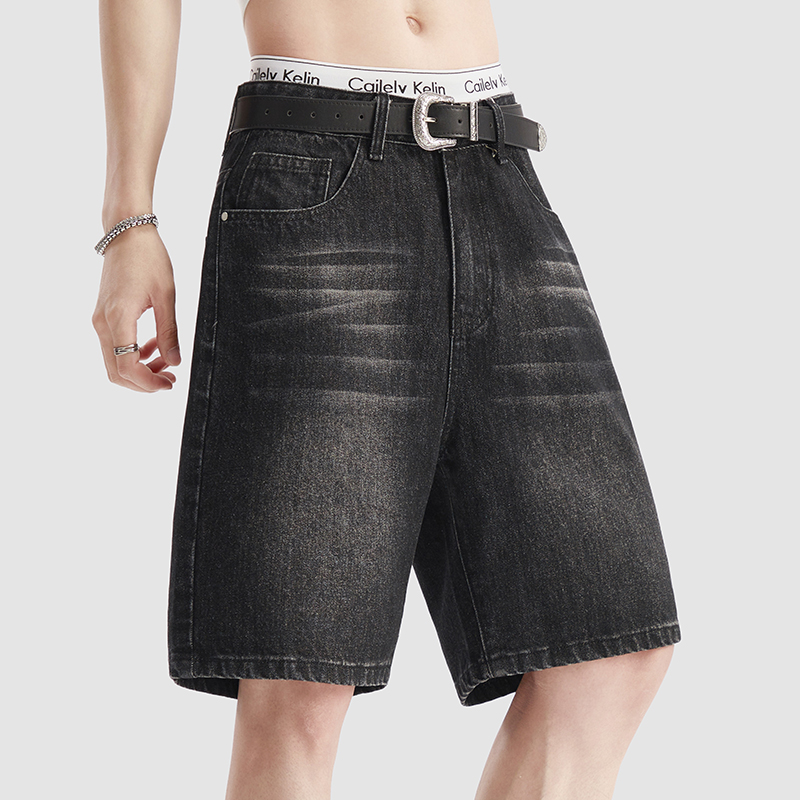 Men'S Fashion Loose Pants - Pantaloncini Estivi Sottili in Denim Nero