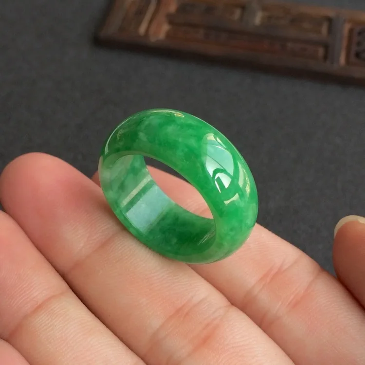 Men'S Fashion Rings - Anello di Giada Verde naturale Giadeite