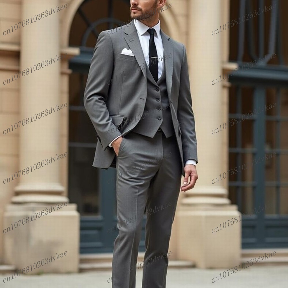 Mens Fashion Dark Grey Pants - Nuovo Abito Formale da Uomo Grigio
