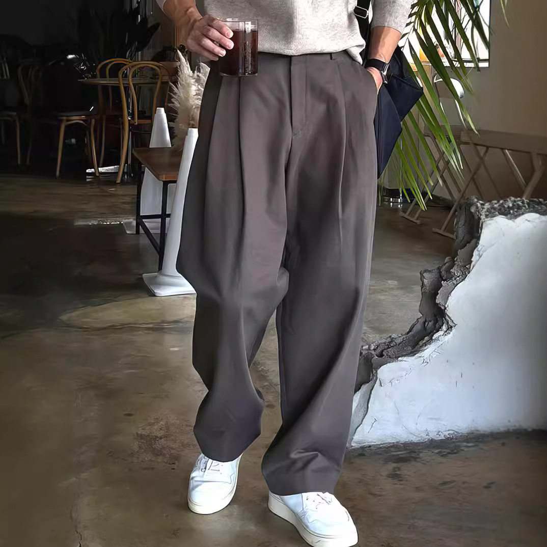 Mens Fashion Dark Grey Pants - Pantaloni da Uomo Grigio Scuro/Nero Tinta