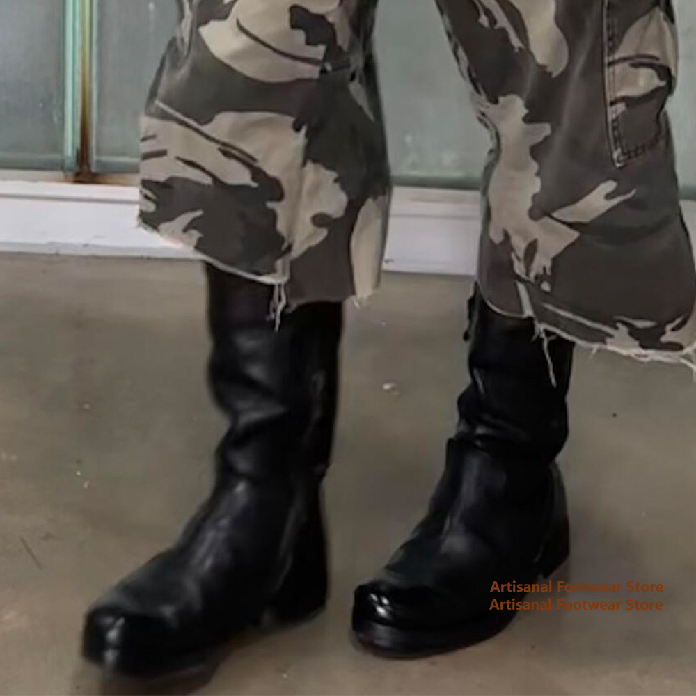 Chelsea Boots Men - Stivali da Moto Alti con Punta