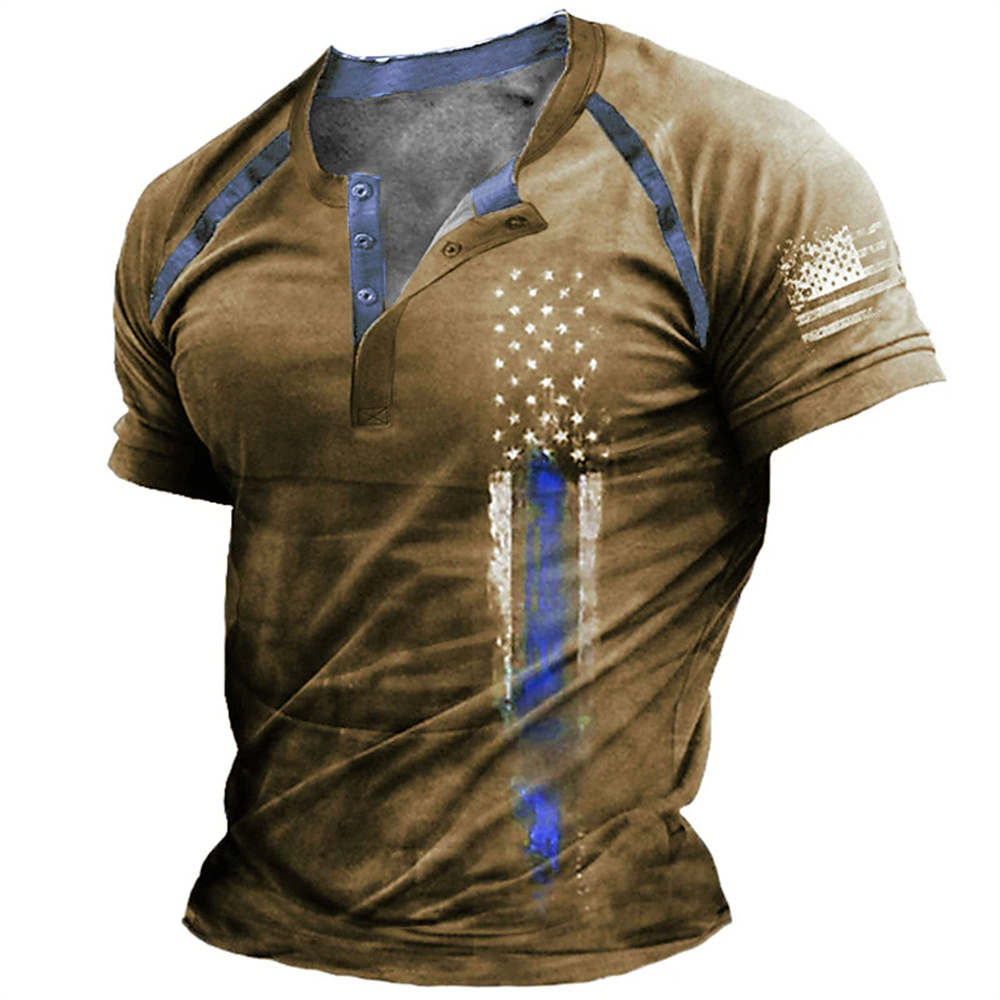 Men Fashion Vintage - Divertente Maglietta Henry con Stampa 3D