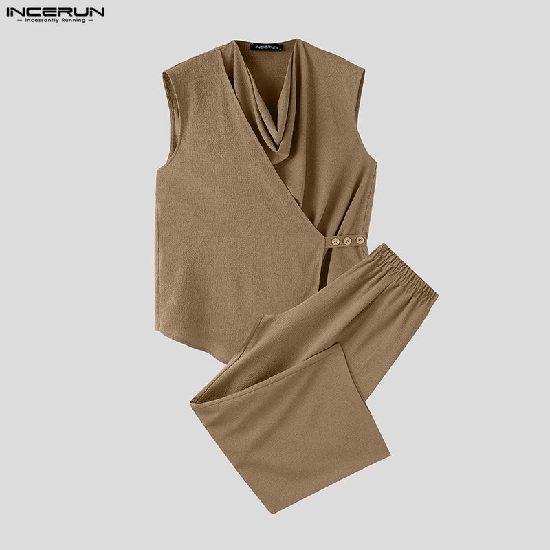 Track Suit Men - INCERUN Completi da Uomo Tinta Unita