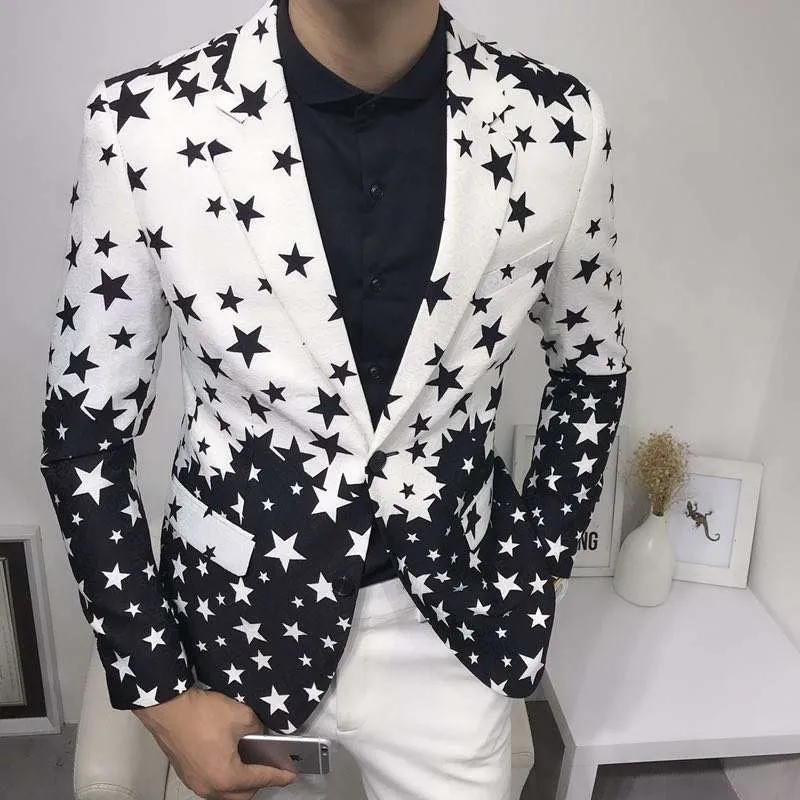 Men'S Fashion Light Jacket - Blazer Slim Fit con Stampa a