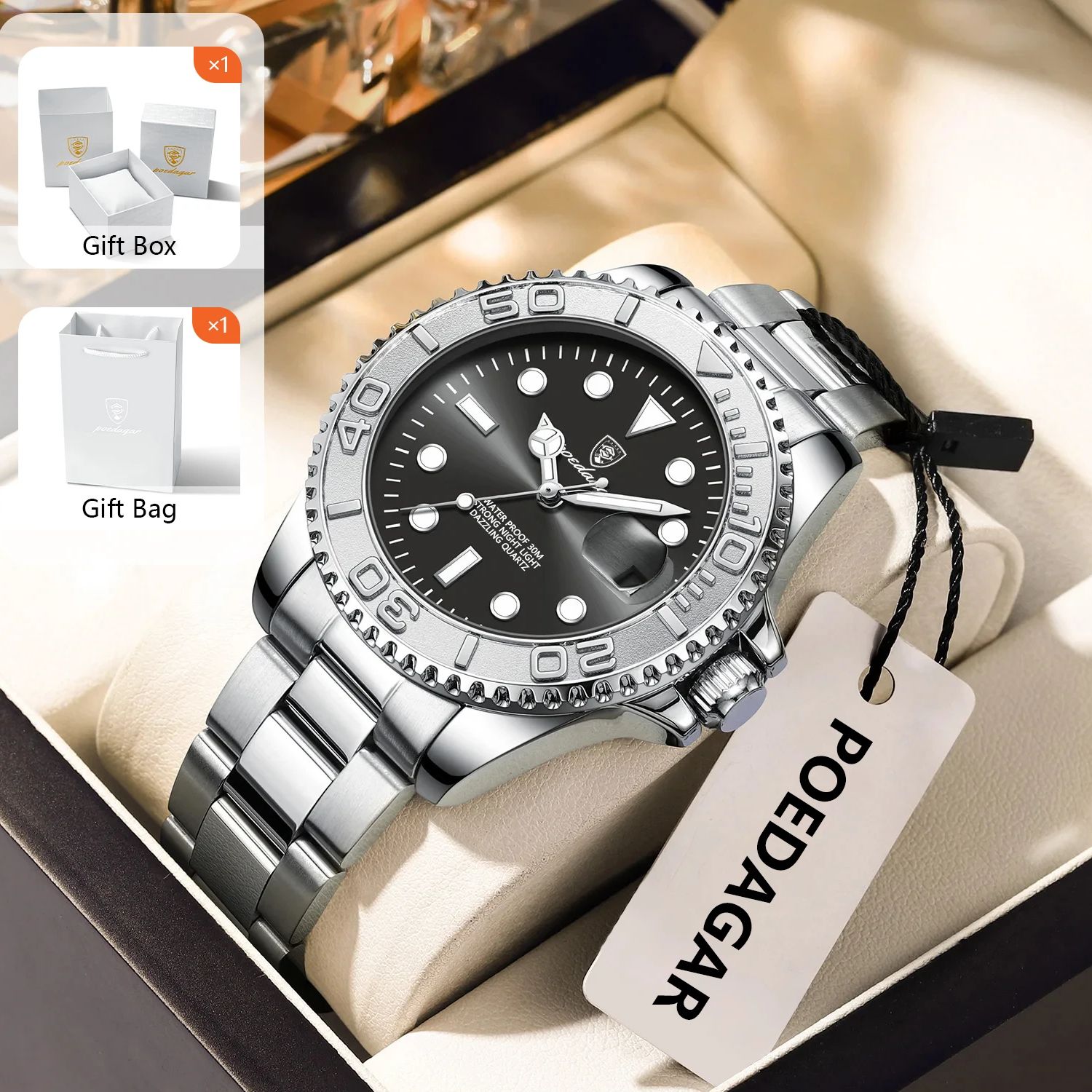 Mens Fashion Bracelet - POEDAGAR Orologio sportivo da uomo alla