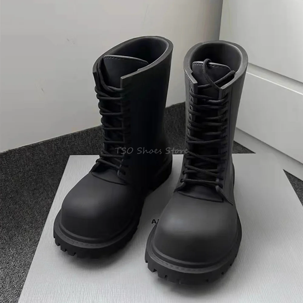Chelsea Boots Men - Stivali neri con fondo spesso per