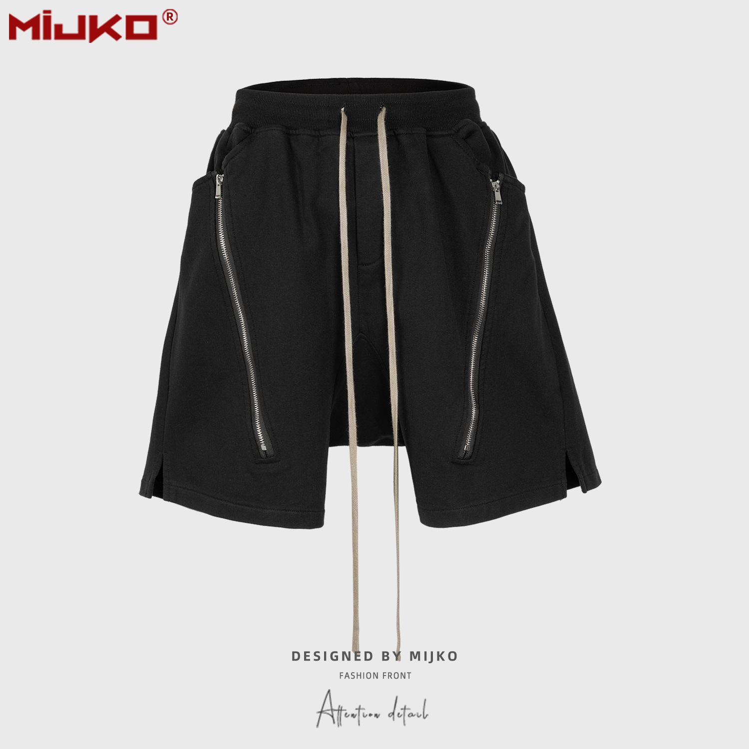 Mens Fashion Dark Grey Pants - MIJKO Pantaloncini neri grigio scuro da