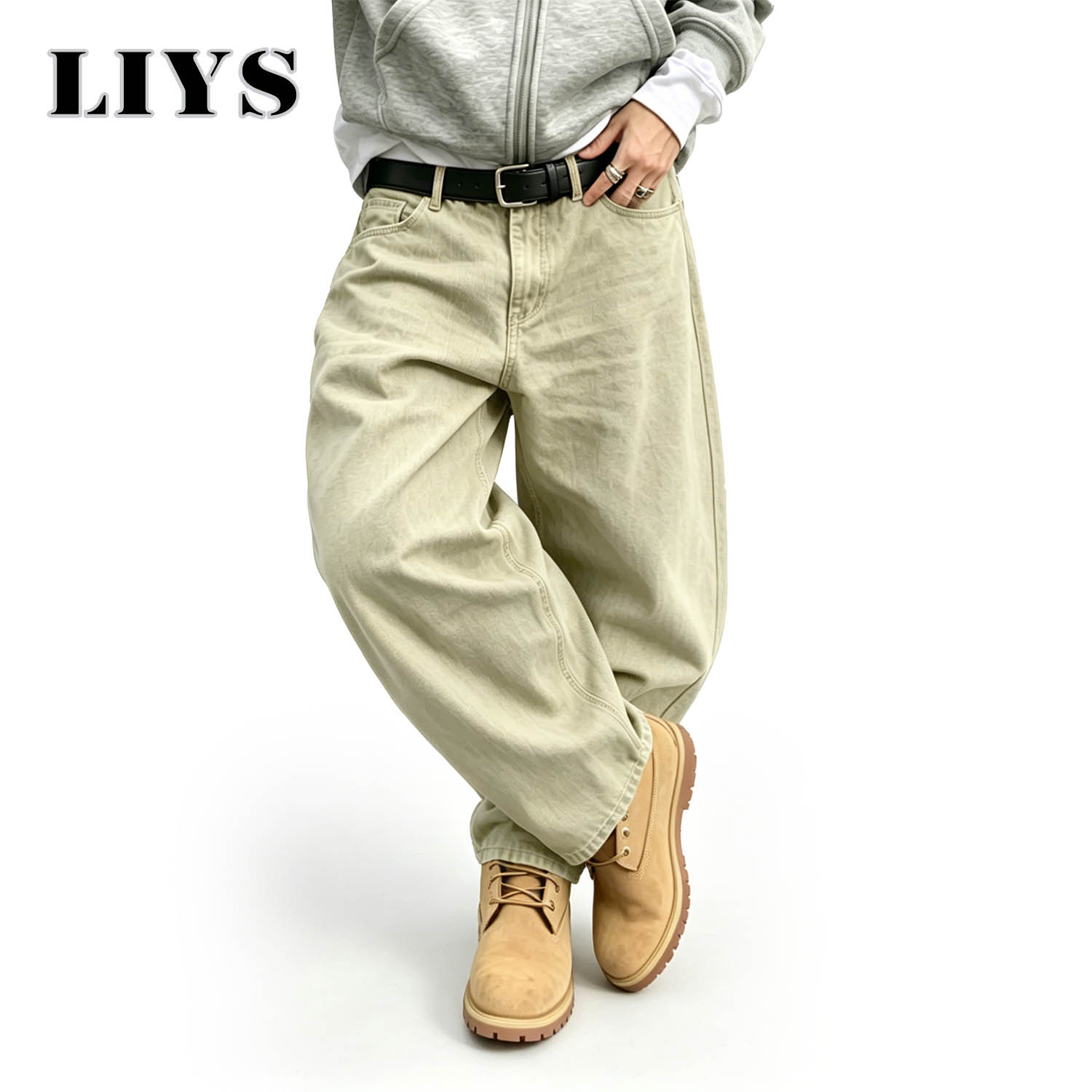 Men'S Fashion Khaki Pants - Jeans da Uomo LIYS American Retro