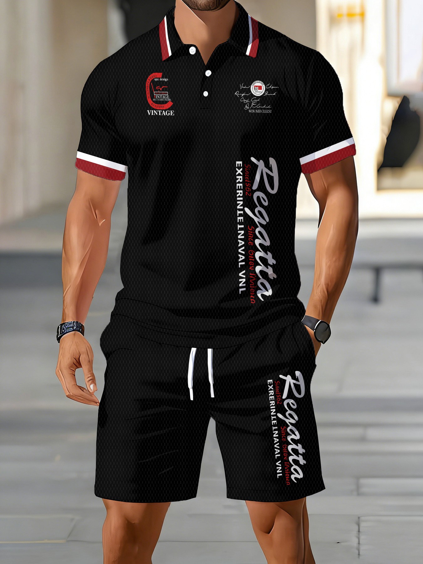 Men'S Fashion Polo Shirt - Completo Polo da Uomo Americano Estivo