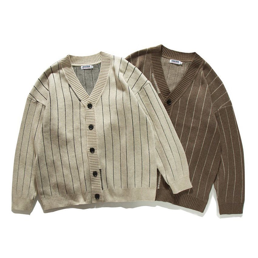 Men'S Fashion V Neck Sweater - Maglioni cardigan a righe primavera autunno