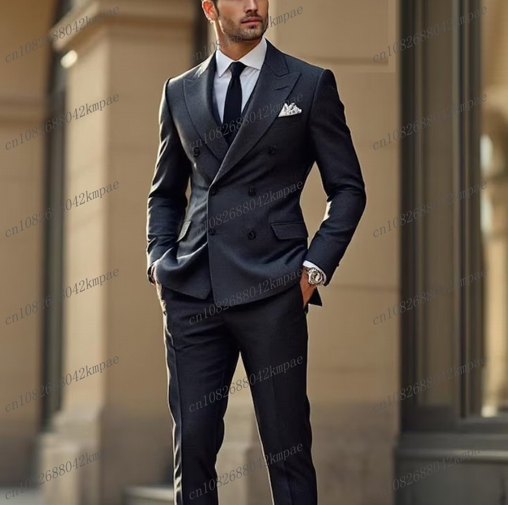 Mens Fashion Dark Grey Pants - Elegante Completo Formale da Uomo Grigio