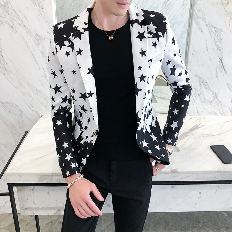 Blazer Slim Fit con Stampa a S - Men'S Fashion Light Jacket recensione e prezzo