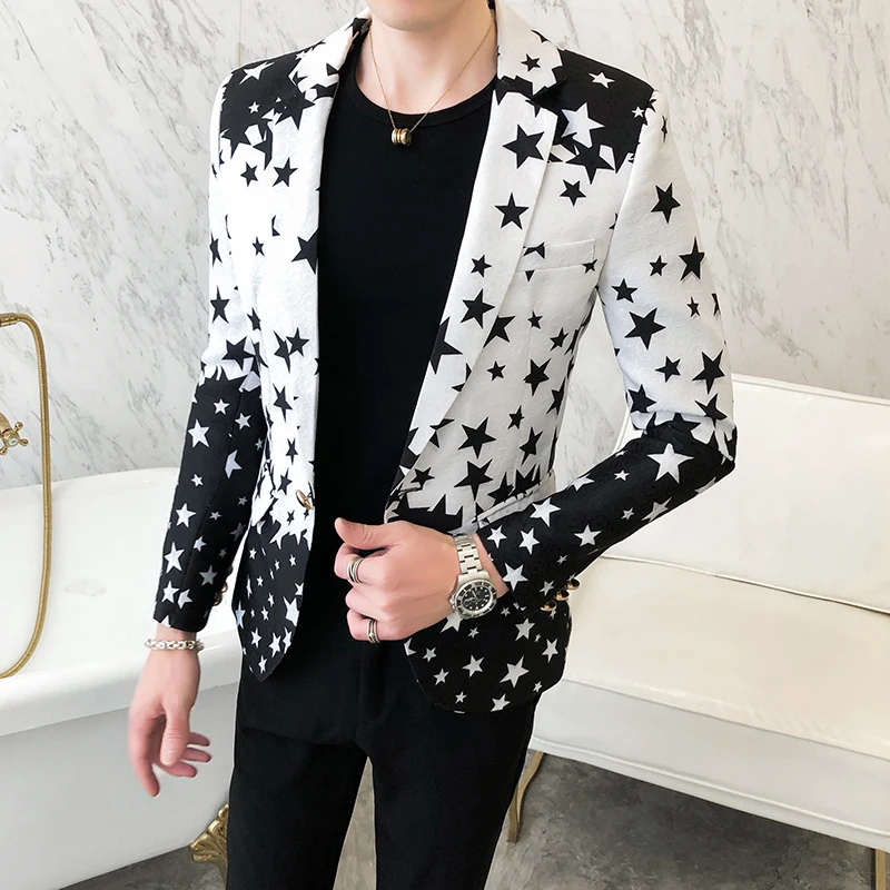Blazer Slim Fit con Stampa a S - Men'S Fashion Light Jacket recensione e prezzo